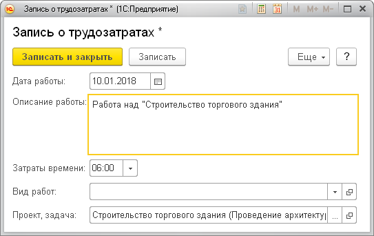 фактические трудозатраты по проекту