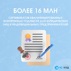 ФНС России выпустила более 16 млн сертификатов квалифицированных электронных подписей для юридических лиц и индивидуальных предпринимателей